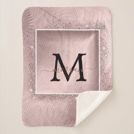 Rose Gold Glitzer Script Monogram Sherpadecke