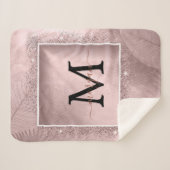 Rose Gold Glitzer Script Monogram Sherpadecke (Vorderseite (Horizontal))