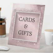 Rose Gold Glitzer Script Monogram Sockelschild (In Situ)