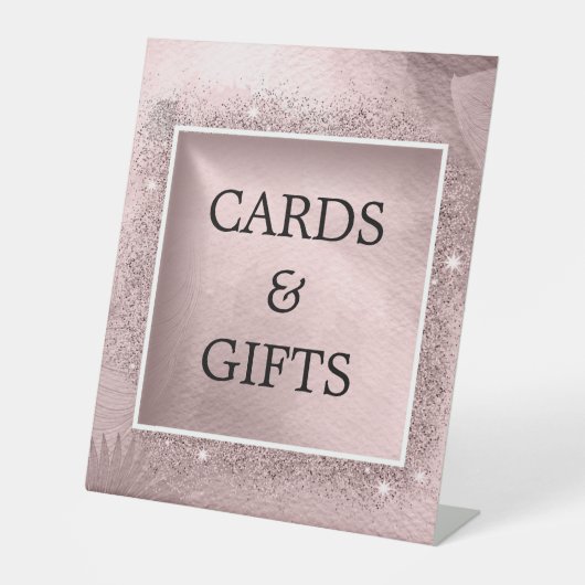 Rose Gold Glitzer Script Monogram Sockelschild (Vorderseite)