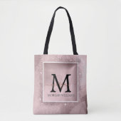 Rose Gold Glitzer Script Monogram Tasche (Vorderseite)