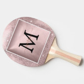 Rose Gold Glitzer Script Monogram Tischtennis Schläger (Seitenansicht)