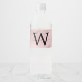 Rose Gold Glitzer Script Monogram Wasserflaschenetikett (Vorderseite)
