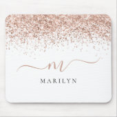 Rose Gold Glitzer Script Name Monogram Initial Mousepad (Vorne)