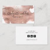 Rose Gold Glitzer Script Signature Makeust Künstle Visitenkarte (Vorne/Hinten)