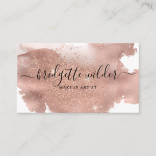 Rose Gold Glitzer Script Signature Makeust Künstle Visitenkarte