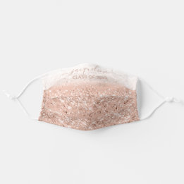 Rose Gold Glitzer Script Typografy Graduate Mund-Nasen-Maske Aus Stoff