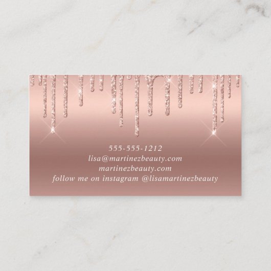 Rose Gold Glitzer Script Visitenkarte (Rückseite)