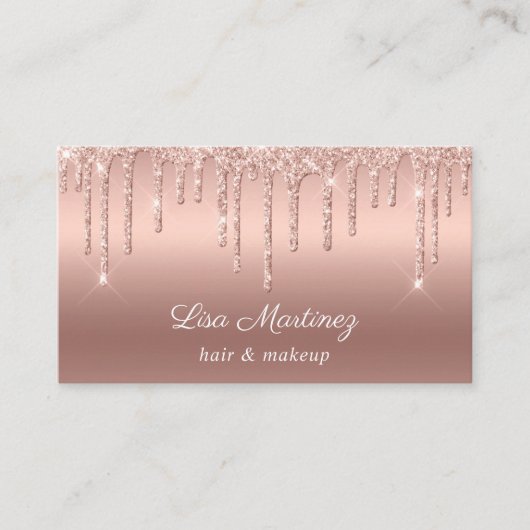 Rose Gold Glitzer Script Visitenkarte (Vorderseite)