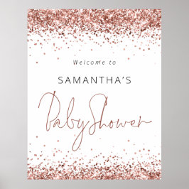 Rose Gold Glitzer Script Willkommen bei Baby Showe Poster