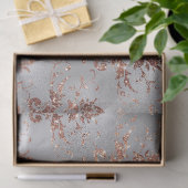 Rose Gold Glitzer Scroll Arbeiten an der Grau-Deco Seidenpapier (Geschenk)