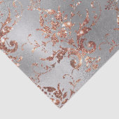 Rose Gold Glitzer Scroll Arbeiten an der Grau-Deco Seidenpapier (Detail)