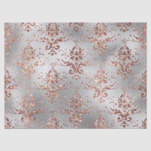 Rose Gold Glitzer Scroll Arbeiten an der Grau-Deco Seidenpapier