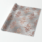 Rose Gold Glitzer Scroll Arbeiten an Grau Geschenkpapier (Ungerollt)