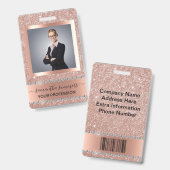 Rose Gold Glitzer sehen Bling Diamond Business Ausweis (Vorder- & Rückseite)