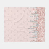 Rose Gold Glitzer silber rosa Monogramm Fleecedecke (Vorderseite (Horizontal))