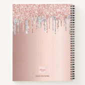 Rose Gold Glitzer Silberblüte Monogramm Initialen Notizblock (Rückseite)