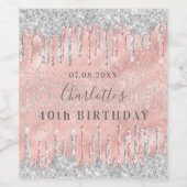 Rose Gold Glitzer Silbername Weinetikett (Einzelnes Label)