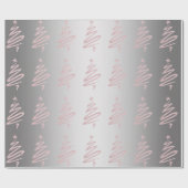 Rose Gold Glitzer & Silver Christmas Tree Muster Geschenkpapier (Flach)