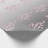 Rose Gold Glitzer & Silver Christmas Tree Muster Geschenkpapier (Ecke)