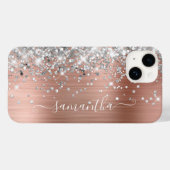 Rose Gold Glitzer Silver Glam Girly Signature Case-Mate iPhone Hülle (Rückseite (Horizontal))