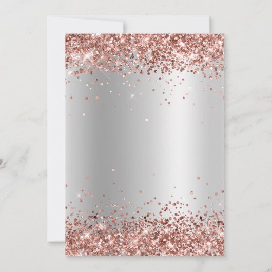 Rose Gold Glitzer Silver Gradient Einladung (Rückseite)