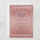 Rose Gold Glitzer & Silver Rings Probe Abendessen Einladung (Vorderseite)