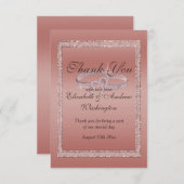 Rose Gold Glitzer & Silver Wedding Rings Dankeskarte (Vorne/Hinten)