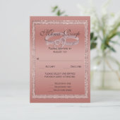 Rose Gold Glitzer, Silver Wedding Rings Menü RSVP Karte (Stehend Vorderseite)