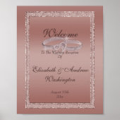 Rose Gold Glitzer & Silver Wedding Rings Poster (Vorne)