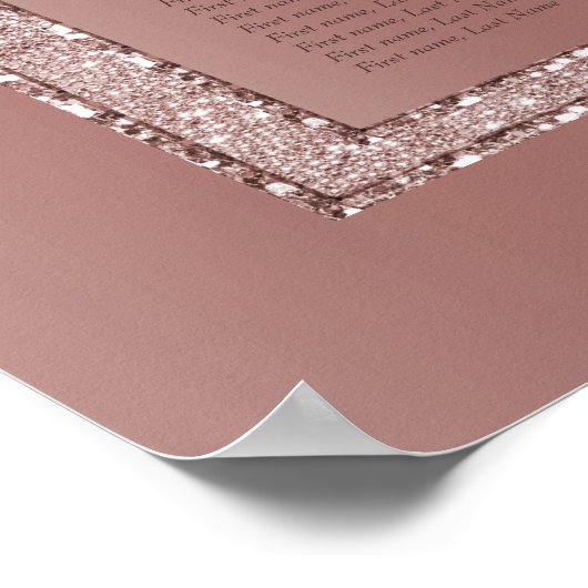 Rose Gold Glitzer & Silver Wedding Rings Poster (Ecke)