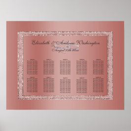 Rose Gold Glitzer & Silver Wedding Rings Poster