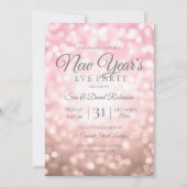 Rose Gold Glitzer Silvester Party Lights Einladung (Vorderseite)