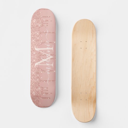 Rose Gold Glitzer Skateboard Individuelle Name Let (Vorderseite)