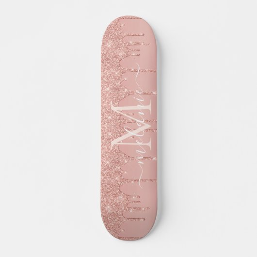 Rose Gold Glitzer Skateboard Individuelle Name Let (Vorne)
