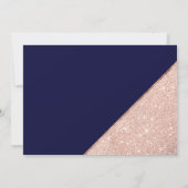 Rose Gold Glitzer Skript Marine Save the Date blau (Rückseite)