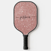 Rose Gold Glitzer Skriptname Pickleball Paddel Pickleball Schläger (Vorderseite)
