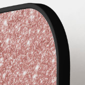 Rose Gold Glitzer Skriptname Pickleball Paddel Pickleball Schläger (Linke Seite)