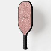 Rose Gold Glitzer Skriptname Pickleball Paddel Schläger (Links)