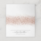 Rose Gold Glitzer Skriptnamen Datum Platzkarte (Außenseite Aufgefaltet)