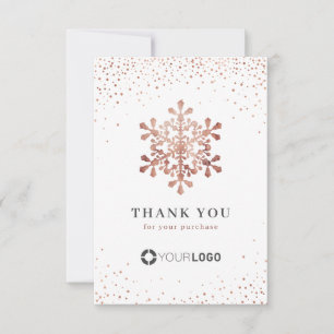 Rose Gold Glitzer Snowflake Weihnachten Dankeskarte