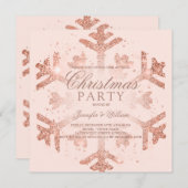 Rose Gold Glitzer Snowflake Weihnachten Weihnachts Einladung (Vorne/Hinten)