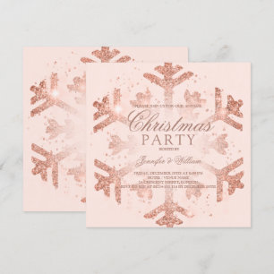 Rose Gold Glitzer Snowflake Weihnachten Weihnachts Einladung