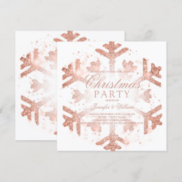 Rose Gold Glitzer Snowflake Xmas Feiertag Party In Einladung