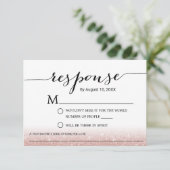 Rose Gold Glitzer Song Anfrage Hochzeit RSVP (Stehend Vorderseite)