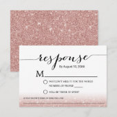 Rose Gold Glitzer Song Anfrage Hochzeit RSVP Karte (Vorne/Hinten)