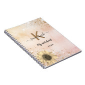 Rose Gold Glitzer Sonnenblume Monogramm Name Notizblock (Rechte Seite)