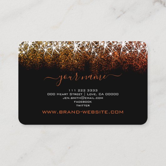 Rose Gold Glitzer Spark Berufliche Haarsträhne Visitenkarte (Rückseite)