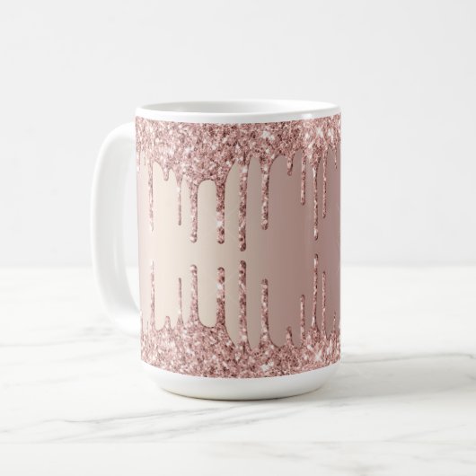 Rose Gold Glitzer Sparkasse Kaffee Tasse (Vorderseite Links)