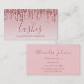 Rose Gold Glitzer Sparkasse Lashes Visitenkarte (Vorne/Hinten)